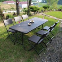 야외 브로몰딩 테이블 세트 접이식 식탁 의자