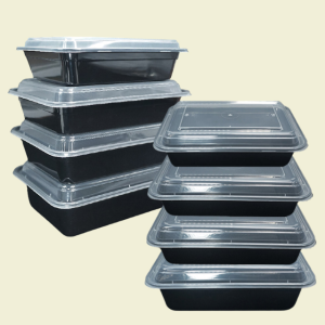 일회용 사각용기 검정750 -150세트 / 파스타 샐러드 반찬 떡볶이 도시락 배달포장 PP 전자렌지