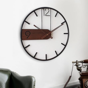 우드 포인트 거실 인테리어 무소음 카페 벽시계