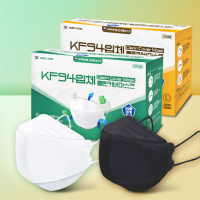 KF94 마스크 100매 국산 대형 흰색+블랙 안전한호흡 황사방역 식약처허가 클린커버마스크 벌크
