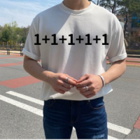 [1+4] 5장묶음 무지 오버핏 스판 링클프리 여름 쿨 기능성 빅사이즈 반팔 티셔츠