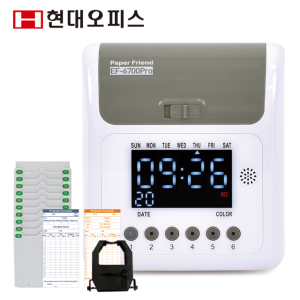 출퇴근기록기 EF-6700Pro + 카드100매 + 카드함/ 6란인자 지각조퇴표시 자동인자 출력위치조절 알람기능