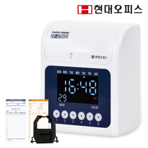 출퇴근기록기 EF-5700D 6란인자 지각조퇴표시 자동인자 출력위치조절 알람기능 +(카드100매+카드함20인)