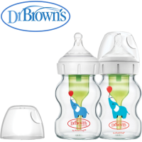 [ 닥터브라운 오피셜 ] 유리젖병 데코 150ml 2P (1단계 꼭지포함) 와이드넥옵션스+