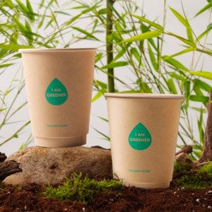 380ml 대나무 이중 종이컵 500개 카페 일회용 테이크아웃 커피