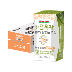 [본사직영_정기구독] 파스퇴르 무항생제 바른목장 소화가 잘되는 우유 200ml, 20개
