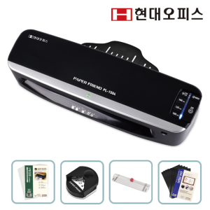 A3코팅기 PL-1504 빠른예열 60초/ 4롤러 알림기능 무열 무기포 사무용/ (A4코팅지+재단기+코너라운더+자석필름)