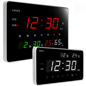 CMOS 디지털 벽걸이 RT25R 무소음 LED 시계 FM 전파수신 전자 벽시계 평생AS 개업 선물