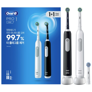 오랄비 회전식 전동칫솔 1+1 듀얼 구성 칫솔모 선물세트