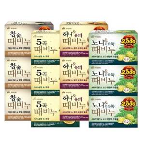때비누 4종 혼합(오곡3개+허니3개+참숯3개+노니3개)