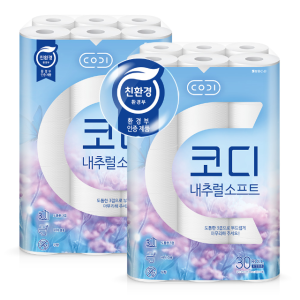 코디 내추럴소프트 휴지 27M 30롤 2팩