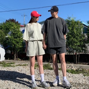 남자 트레이닝복세트 커플트레이닝 피그먼트 셋업