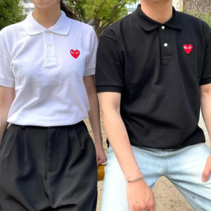 꼼데가르송 플레이 폴로 피케 PK 카라 반팔 티셔츠 카라티 레드 블랙와펜
