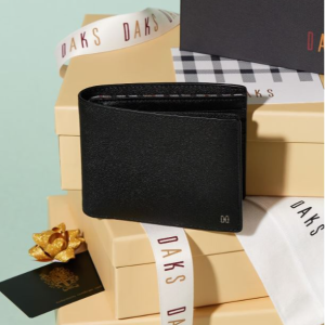 [닥스 액세서리] 닥스 DAKS MEN S ACCESSORIES 반지갑 가죽 미니 DD로고 내부 체크 패턴 라인 포인트 211640 DBWA5E975BK