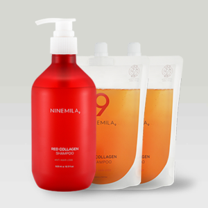 나인밀라 레드콜라겐 손상모발용 탈모샴푸 본품 (+ 리필 추가선택) 그린로즈향, 500ml, 3개