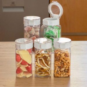 실리쿡 버튼 원터치 350ml 5개 냉장고 정리 보관용기 시리얼통 곡물통 간식 견과류 보관통