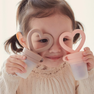 퍼기 국내생산 유아 실리콘 하트 아기 과즙망