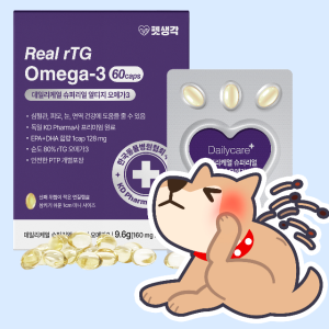 펫생각 순도80% KDpharma 60캡슐 강아지 오메가3 피부 관절 영양제 160mg