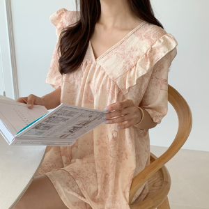 명품무드 파자마세트 프릴 브이넥 홈웨어