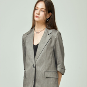 [이앤씨] EnC 블랙 린넨 원버튼 7부