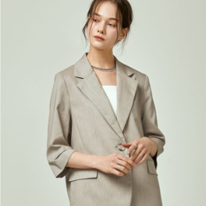[이앤씨] EnC 브라운 린넨 원버튼 7부