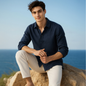 [지오지아] 루즈핏 린넨 블랜드 긴팔 셔츠