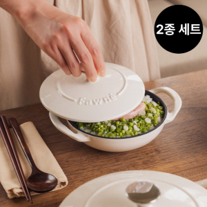 2종 세트 무쇠 솥밥 주물냄비 팟+웍 16cm