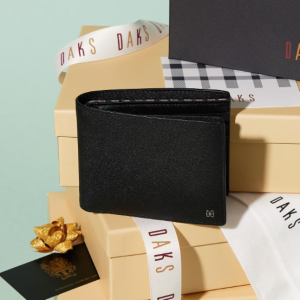 [닥스 액세서리] 닥스 DAKS MEN S ACCESSORIES 반지갑 가죽 미니 DD로고 내부 체크 패턴 라인 포인트 211640 DBWA5E975BK