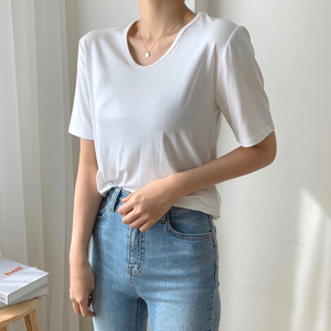 1+1 루즈핏 여자 브이넥 반팔티 유넥 여성