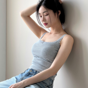 패드고정 로제 레이스 나시 브라탑