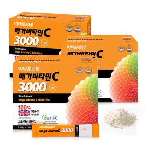 비타블로썸 메가비타민C3000 파인 가루 고용량 영국산 비타민씨 120포, 3개