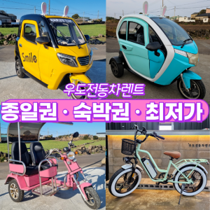 우도 전기차 사이드카 오토바이 스쿠터 전기자전거 종일권 야간대여