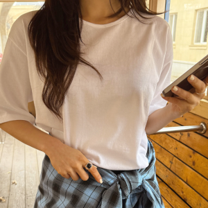 빅사이즈 레이어드 무지 베이직 이너 루즈반팔티