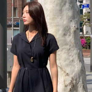 [헤지스 여성] 헤지스레이디스 네이비 스트랩 반소매원피스 HSDR5BP60N3