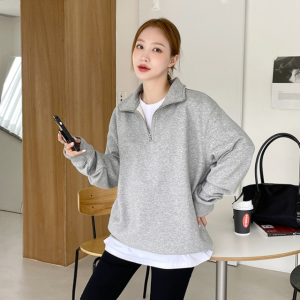 반집업 맨투맨 탄탄한 코튼원단 캐주얼룩 박시핏