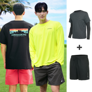 헤링본 남자 래쉬가드세트 루즈핏 수영복 빅사이즈 비치웨어 RG350 A25 A26