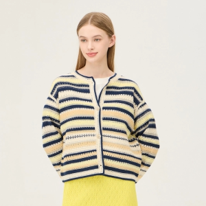 베네통 스트라이프니트자켓 BAJK02511BK