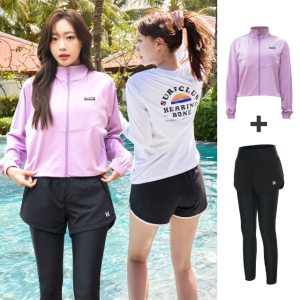 헤링본 여성 래쉬가드세트 루즈핏 수영복 크롭 집업 빅사이즈 RI382 A172