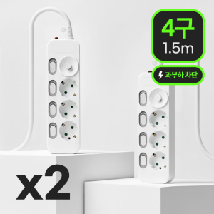 이노스 고용량 안전 멀티탭 3500W 개별스위치 멀티콘센트 4구 과부하차단, 1.5m, 2개