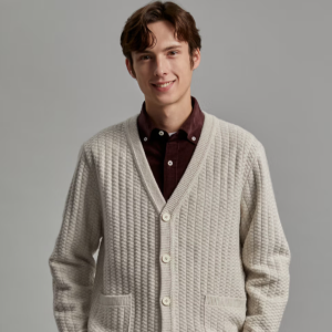 [닥스]  남성 아이보리 로얄 위빙 조직감 가디건 DMSW3D307IV