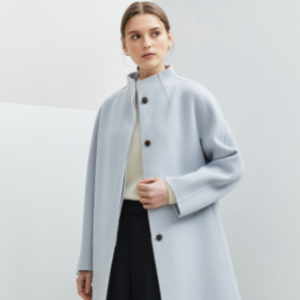 [닥스레이디스]  여성 블루 단색 울캐시미어 혼방 하프코트 DLCO3D008B1