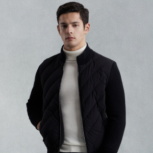 [닥스]  블랙 소재배색 구스다운 집업가디건 DMSW2D202BK