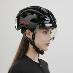 우라칸 V1 아시안핏 자전거 헬멧 고글일체형 기본 그레이 투명렌즈 2매 후미등