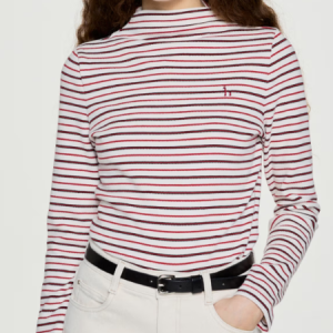 헤지스 헤지스 헤지스 여성 하프 터틀넥 스트라이프 티셔츠 크림 HSTS5DP01CR