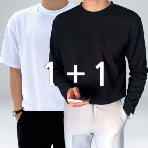 1+1 남자 티셔츠 오버핏 긴팔티 빅사이즈