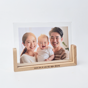 나무 탁상 사진 액자 밝은색 자유 문구 각인