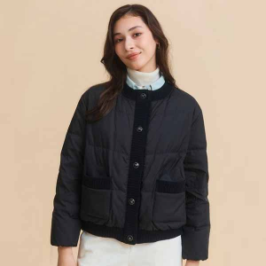 [헤지스]  여성 블랙 단색 구스다운 점퍼 HSJU3D906BK