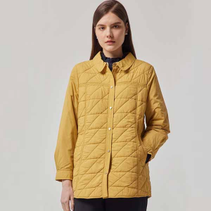 [크로커다일레이디]  옐로우 경량 퀄팅 포인트 하프 패딩 CLCSPD203