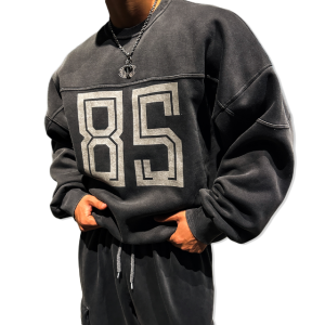 빅사이즈 오버핏 기모 피그먼트 럭비 맨투맨