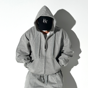 남자 빅사이즈 엣지 절개 투웨이 후드 집업